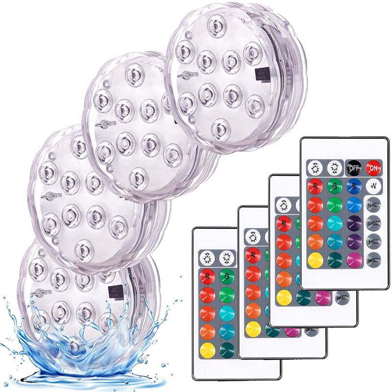 10leds RGB Led Submersible Light Underwater Night Lamp Batte