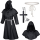 Halloween Wizard Costume Cosplay Medieval Hooded Robe