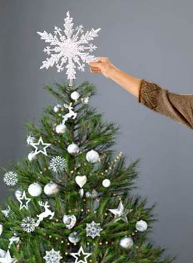 Christmas Tree Top Glitter Gold Silver Star Xmas Tree Snowfl