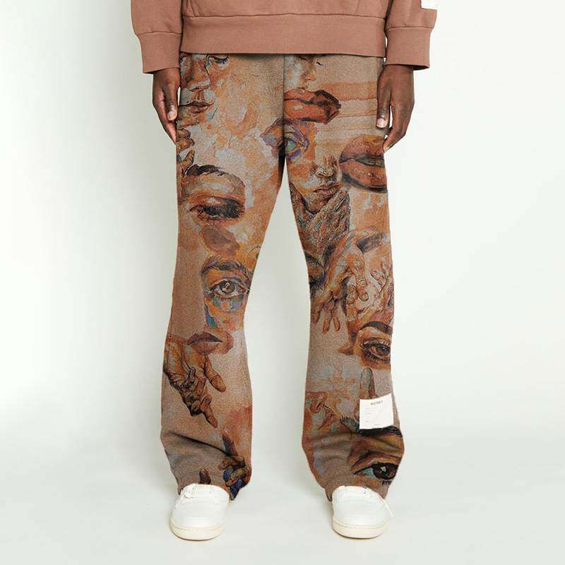 Men's Fashion Printed Medium Waist Relaxed Pants男装时尚