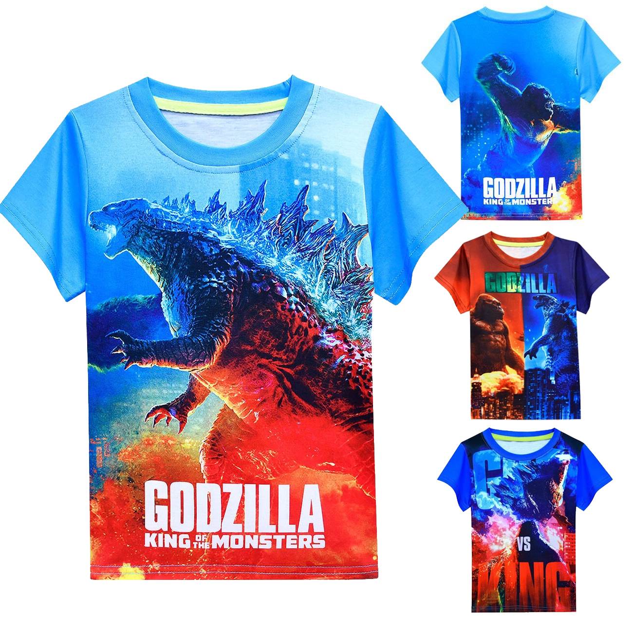 哥斯拉大战金刚衣服Godzilla VS Kong男童圆领短袖T恤Boys Tshirt