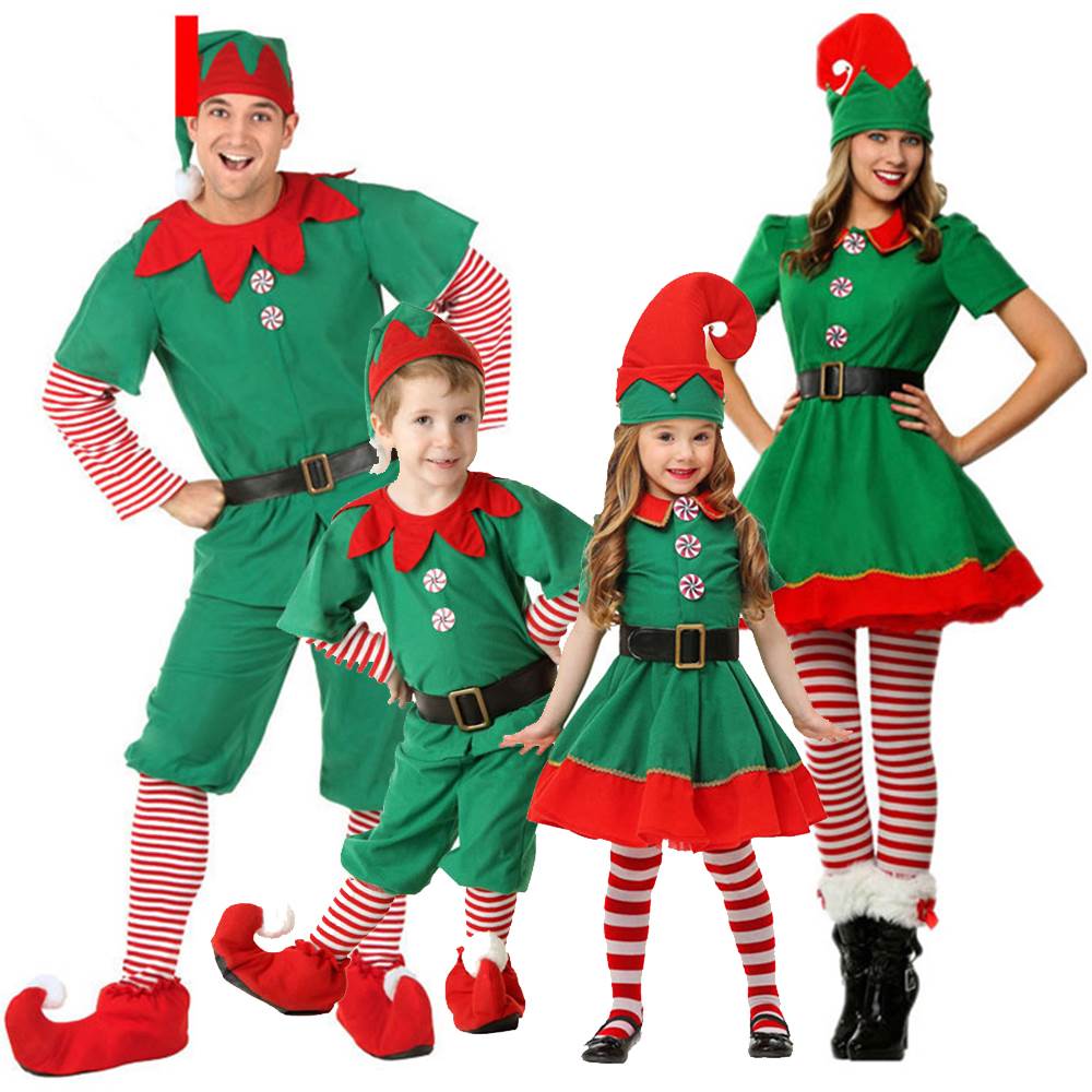 Adult Kids Family Christmas Costume Women Men Santa Claus