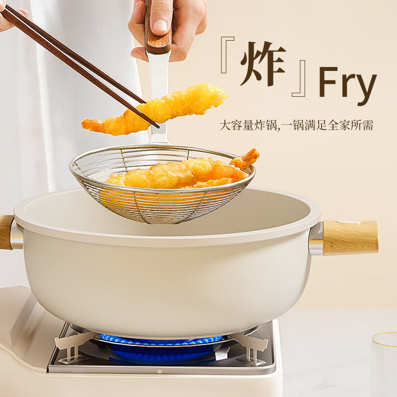 双耳白色陶瓷双导流汤锅