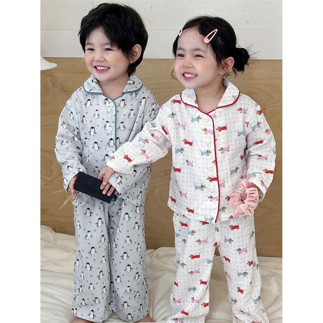 儿童婴纱睡衣春秋季可爱