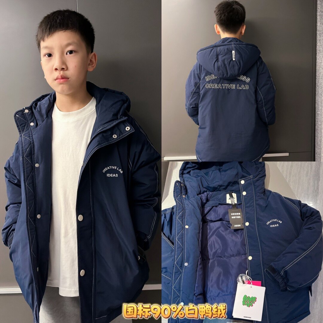 男童秋冬新款面包服儿童洋气羽绒服夹克中大童韩版白鸭绒外套潮