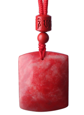 辰世鸡血石挂饰品红色原矿朱砂