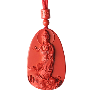 辰世朱砂观音佛吊坠项链情侣款弥勒佛挂件大肚佛红项坠