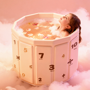 婴儿游泳桶洗澡浴儿童折叠浴盆八角形充气浴桶大号加厚便携洗澡桶