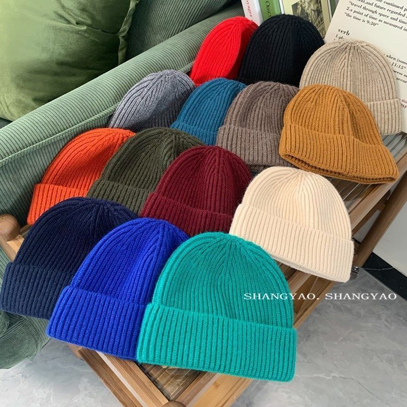 毛线帽女日系针织帽冷帽儿童帽子男秋冬瓜皮帽百搭雅痞地痞帽冬季