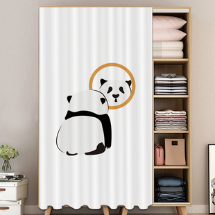 ins风衣柜帘滑轨式门帘布艺置物架货架防尘轨道免打孔拉帘柜遮挡