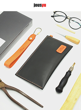 JOUSYU意大利植鞣牛皮手缝信封包手拿包手挽包手机包超薄手工包