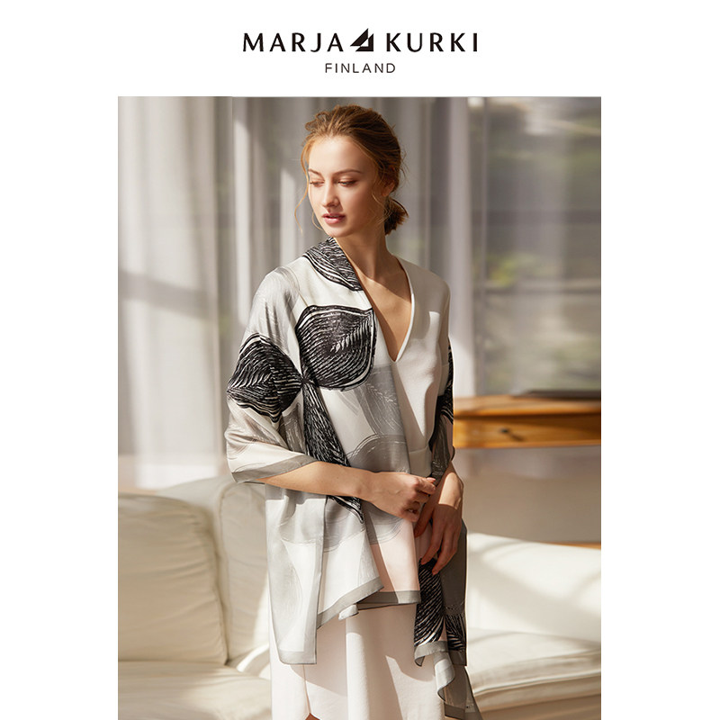 MARJAKURKI玛丽亚古琦法国进口超大丝巾妈妈百搭真丝围巾披肩礼盒