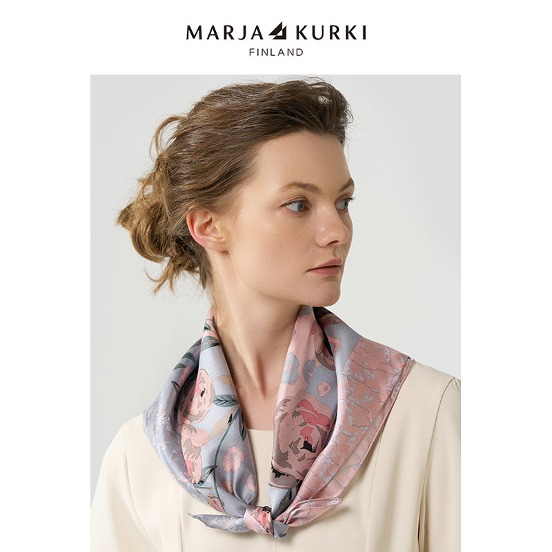 MARJAKURKI玛丽亚古琦桑蚕丝真丝方巾丝巾系脖高级感搭配衬衫领巾