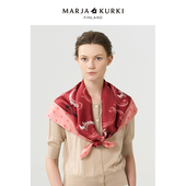 MARJAKURKI玛丽亚古琦桑蚕丝真丝丝巾方巾送妈妈礼物红色围巾披肩