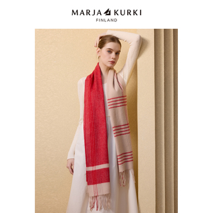 MARJAKURKI玛丽亚古琦红色围巾女冬季高级感羊毛羊绒围巾男情侣款