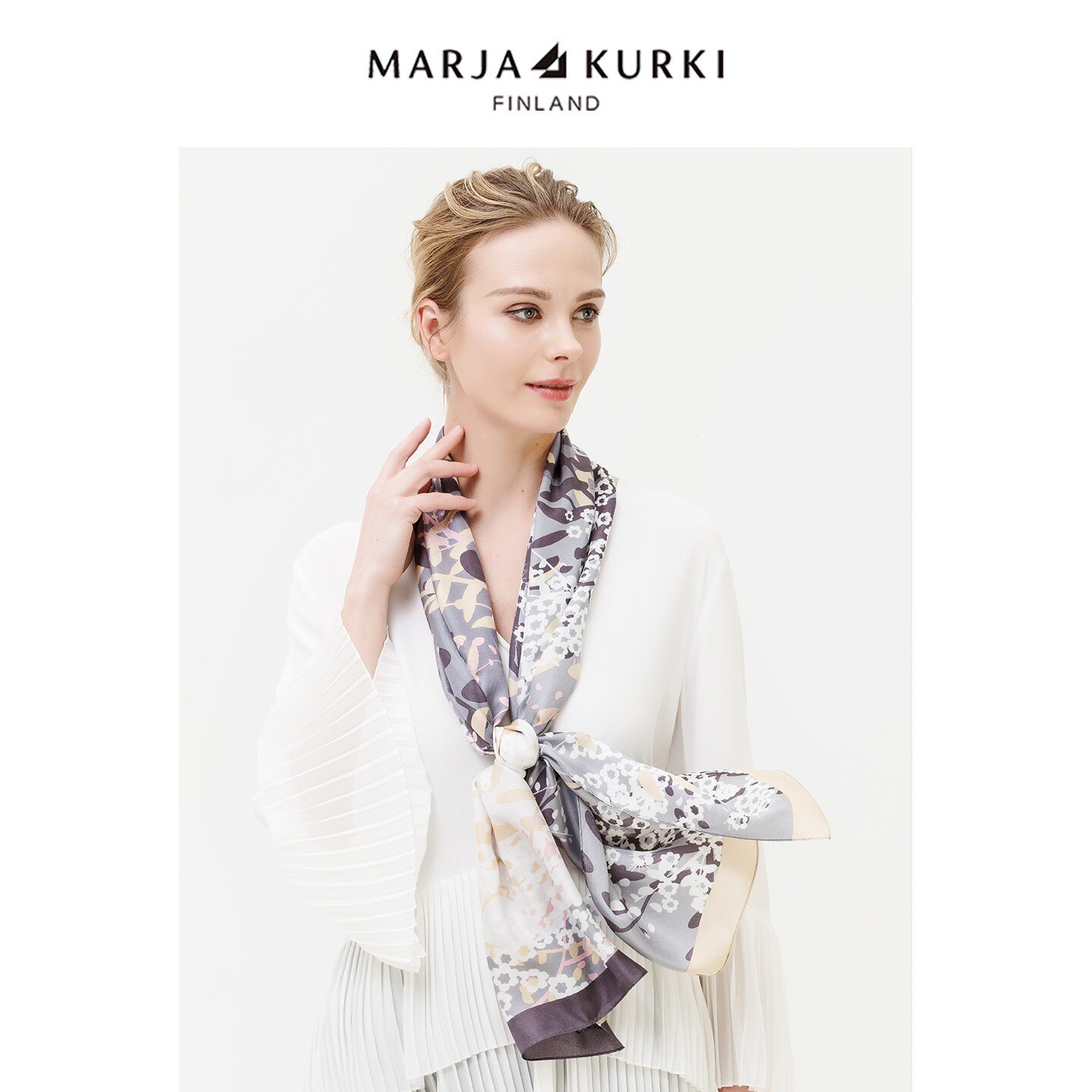 MARJAKURKI玛丽亚古琦真丝丝巾妈妈款桑蚕丝围巾轻奢高级感礼盒装