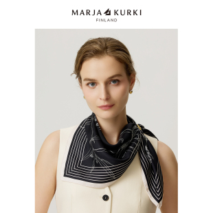 MARJAKURKI玛丽亚古琦时尚 方巾系脖高级感领巾女真丝丝巾搭配衬衫