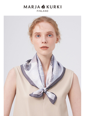 MARJAKURKI玛丽亚古琦洋气时尚方巾丝巾女韩版百搭桑蚕丝小方巾女