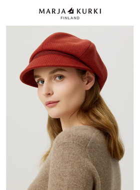 MARJAKURKI玛丽亚古琦红色帽子女款2025新款秋冬可爱报童帽八角帽