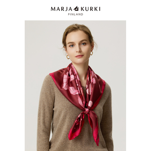 MARJAKURKI玛丽亚古琦真丝大方巾丝巾披肩女外搭2025新款红色围巾