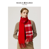 MARJAKURKI玛丽亚古琦红色格子围巾配大衣羊绒围巾女士冬季 高级感