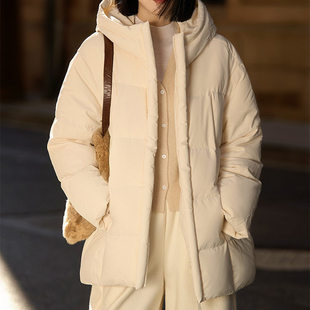 感连帽鹅绒服 95白鹅绒中长款外套 平湖女装2025冬季新款女款