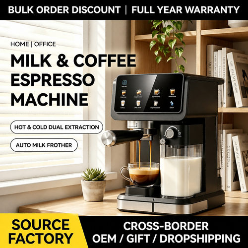 2026意式咖啡机家用自动Coffee maker智能彩屏触控跨境贴牌定制厂