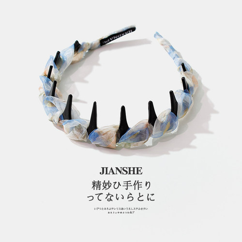 韩式优雅网纱波浪发箍女网红颅顶