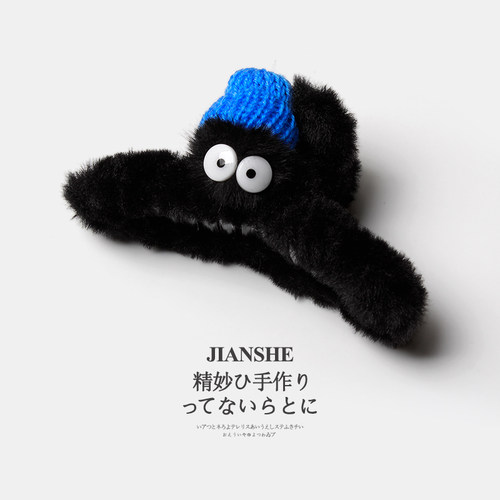 秋冬可爱大眼煤球毛绒抓夹发夹女