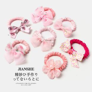 韩国布艺儿童发圈宝宝蝴蝶结头绳女孩公主发绳扎头发不伤发小皮筋