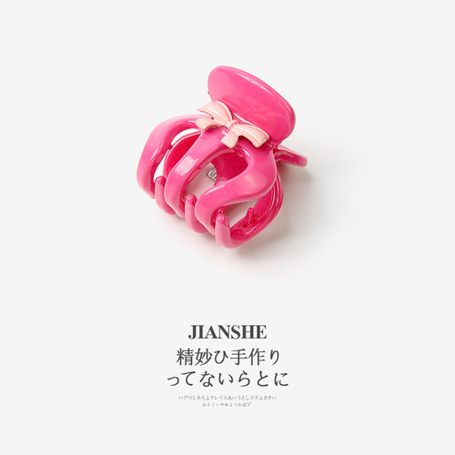 夏季粉色蝴蝶结小抓夹高马尾发夹