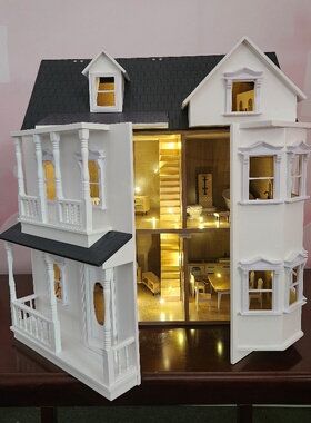 出口欧美木质娃娃家具过家家玩具屋仿真房子屋男孩豪华城堡