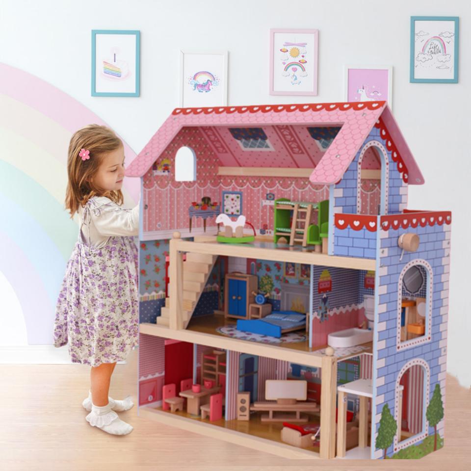 过家家房子ins儿童过家家玩具屋木制仿真别墅男女孩木质生日礼物