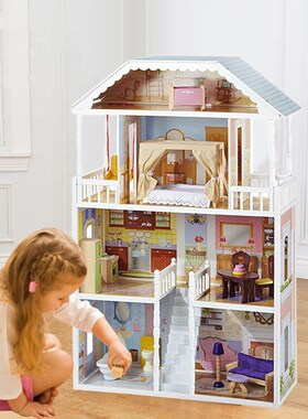 欧美超大男女孩豪华木制娃娃屋儿童大型玩具房子城堡过家家别墅屋