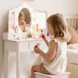 木质儿童过家家韩式 梳妆台仿真亲子互动化妆饰品组合生日礼物