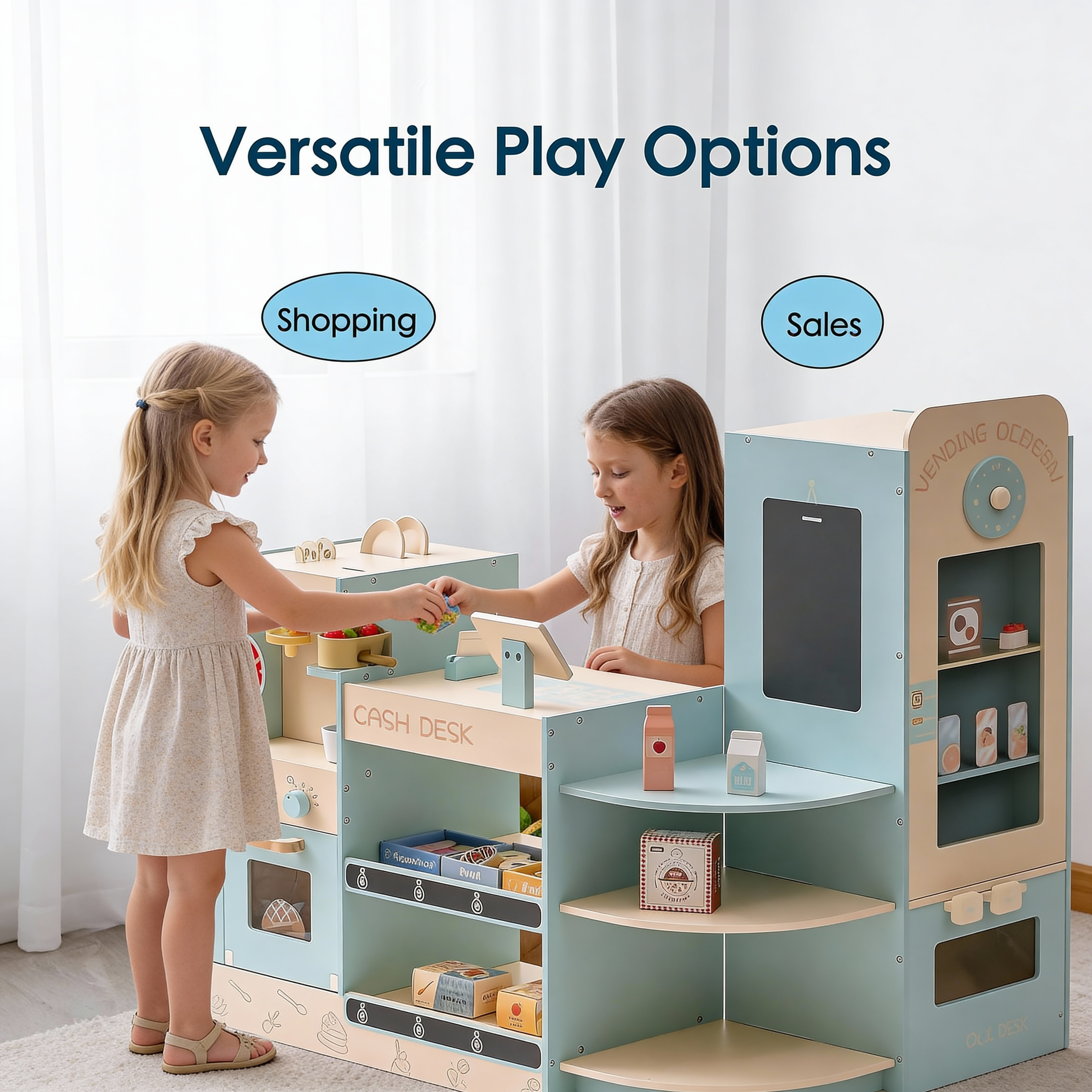 木制超市收银机儿童玩具便利店售货摊超市摆摊商店小卖部过家家