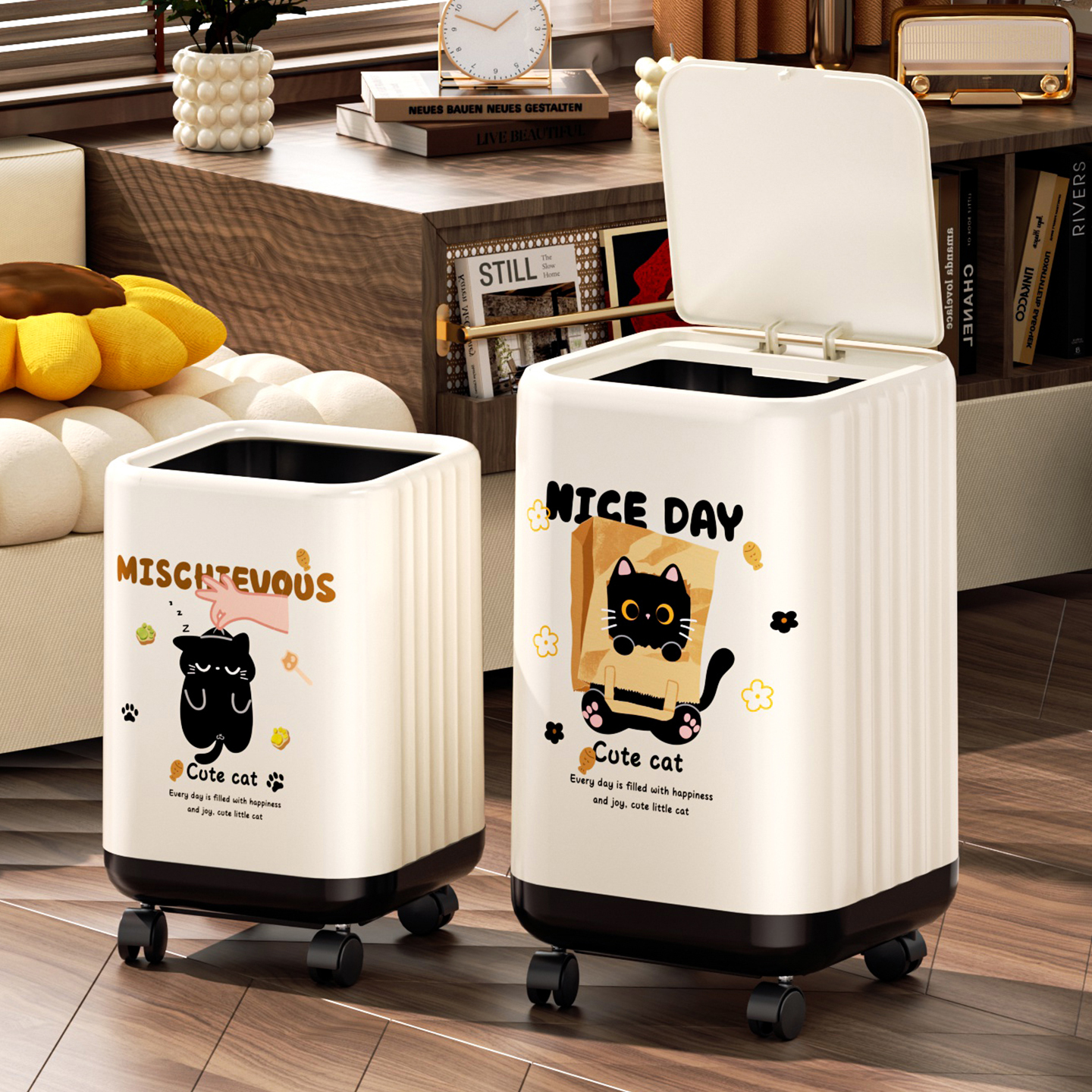 轻奢家用垃圾桶带盖带轮