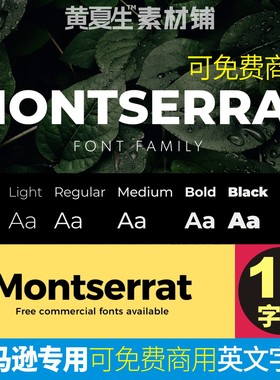 Montserrat亚马逊可商用英文无衬线字体跨境电子商务科技AI详情PS