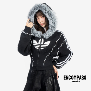 Adidas/三叶草 Remake 座山雕毛领收腰设计 连帽外套女 ENCOMPASS