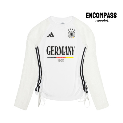 阿迪达斯德国队白色长袖T恤女