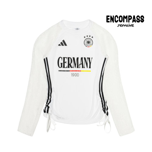 阿迪达斯德国队白色长袖T恤女