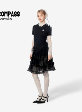 Adidas 三叶草 Remake 抽褶收腰 蕾丝花边拼接 连衣裙 ENCOMPASS