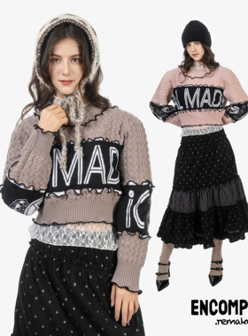 ENCOMPASS REMAKE 圆领围巾拼接拜仁皇马足球主题 春秋款 毛衣 女