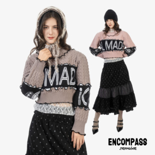 ENCOMPASS REMAKE 圆领围巾拼接拜仁皇马足球主题 春秋款 毛衣 女