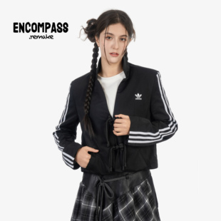 Adidas/三叶草Remake新中式盘扣缎面垫肩西装立领外套女ENCOMPASS