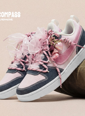 NIKE/耐克 Court Remake 蝴蝶结草莓挂饰 少女休闲鞋 ENCOMPASS