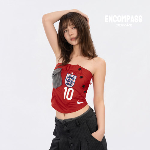 Nike/耐克 Remake 英格兰足球球衣甜酷辣妹条纹束腰抹胸ENCOMPASS