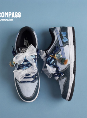 NIKE/耐克 DUNK Remake 牛仔刺绣草莓定制双鞋带 女款 ENCOMPASS