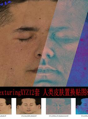 新版TexturingXYZ12套 Multi-channel人类皮肤xyz贴图8K高清
