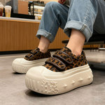 大头乐福鞋女2025秋季新款做旧厚底松糕贝壳头低帮鞋魔术贴休闲鞋